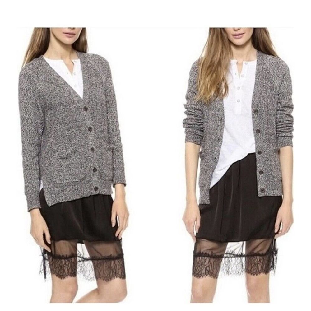Madewell Graduate Sweater Cardigan Size Xs Gray Black Marled Knit